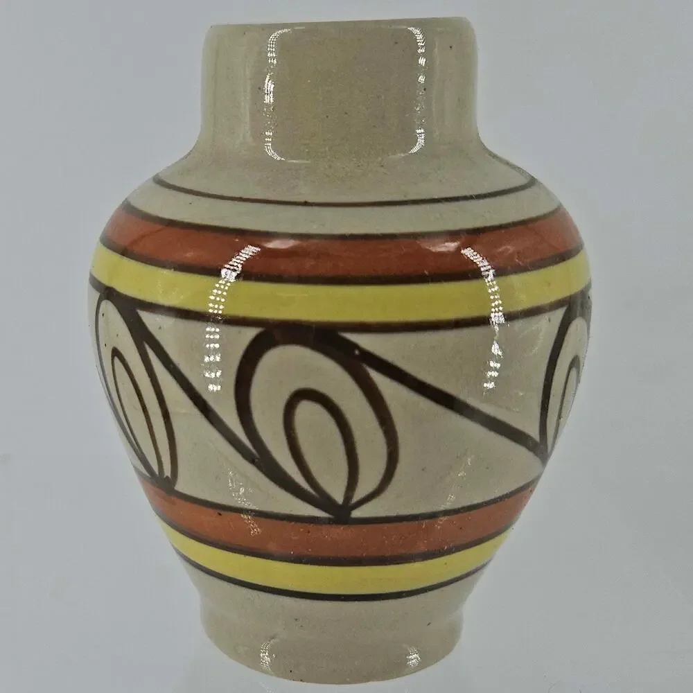 Vintage vase Hand painted Crafted pottery European